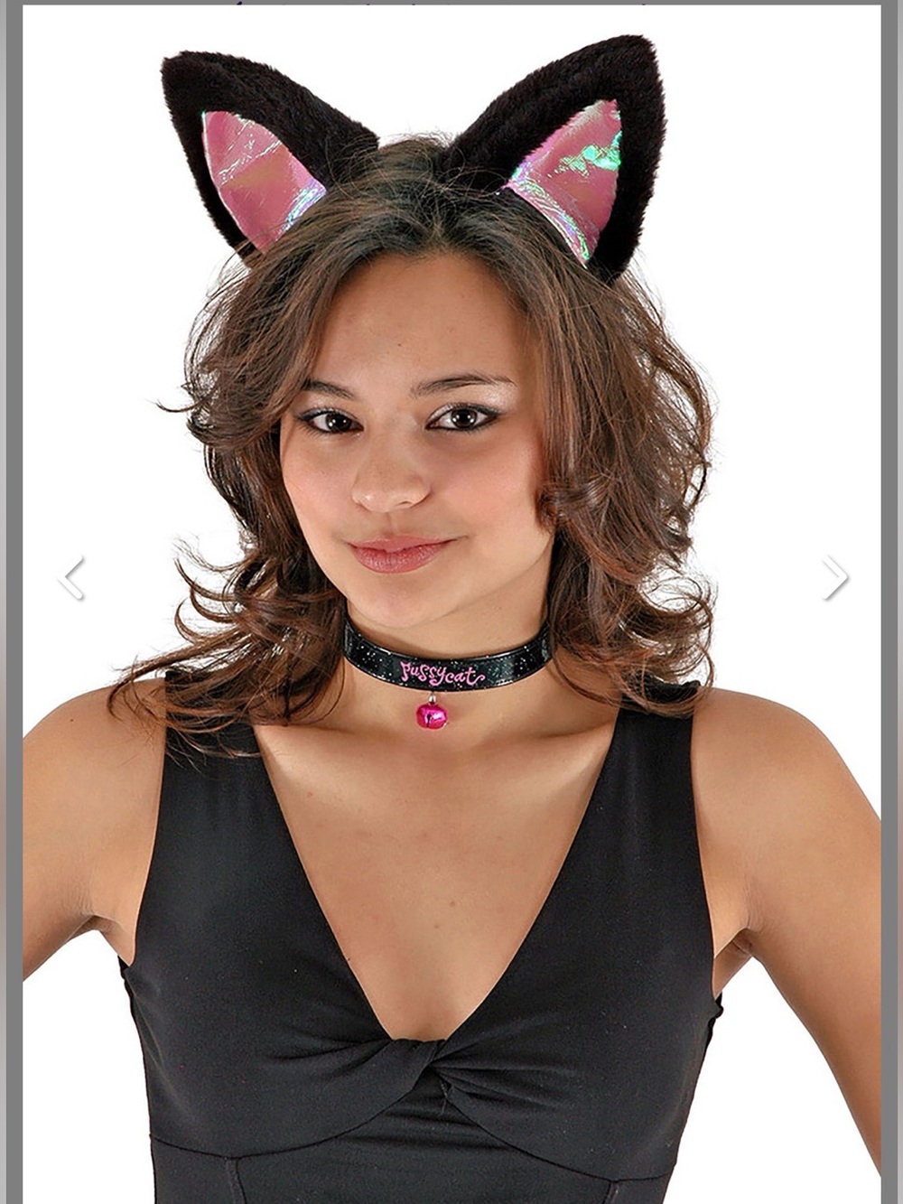NWT Elope Black and pink plush ear headband and collar and tail kit